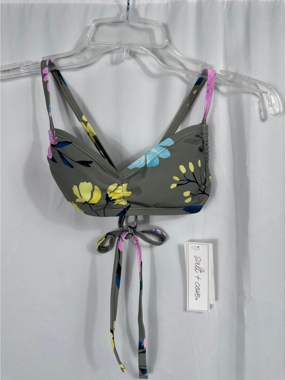 Salt & Cove Sage Floral Bralette Bikini Top XS
